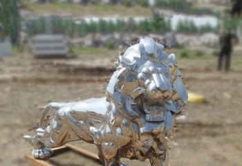 狮子雕塑-不锈钢镜面景区创意狮子雕塑