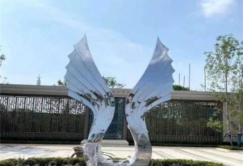 翅膀雕塑-不锈钢镜面抽象个性翅膀雕塑