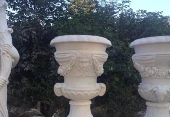 花盆雕塑-别墅小区汉白玉石雕户外大型景观花盆雕塑