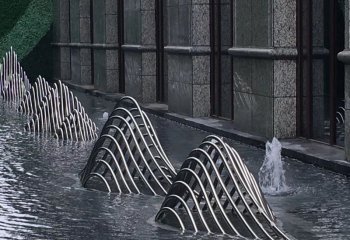 假山雕塑-不锈钢假山喷泉水池景观雕塑
