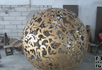 镂空球雕塑-不锈钢喷金烤漆户外装饰品镂空球雕塑