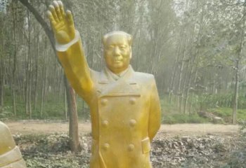 毛泽东雕塑-户外园林铜铸喷金毛泽东雕塑