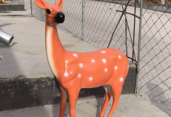 梅花鹿雕塑-动物园卡通玻璃钢彩绘梅花鹿雕塑