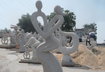 情侣雕塑-公园抽象汉白玉石雕情侣雕塑