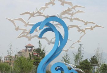 大雁雕塑-公园不锈钢创意大雁雕塑
