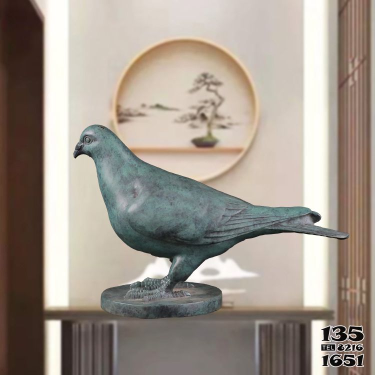 鸽子雕塑-室内别墅仿真动物玻璃钢材质彩绘鸽子雕塑