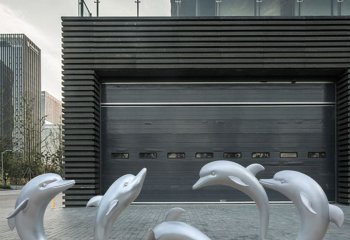 海豚雕塑-动物园摆放五只不锈钢海豚雕塑