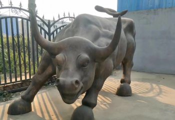 华尔街牛-街道上摆放的一只青石石雕创意华尔街牛