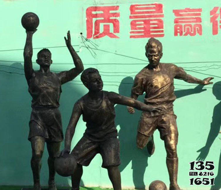 篮球雕塑-打篮球人物公园人物玻璃钢仿铜雕摆件