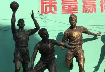 篮球雕塑-打篮球人物公园人物玻璃钢仿铜雕摆件
