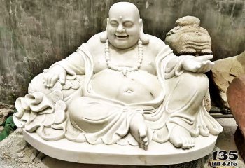弥勒佛雕塑-汉白玉石雕户外寺庙大型神佛供奉弥勒佛雕塑