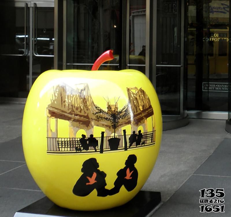 苹果雕塑-商业街不锈钢公园景观苹果雕塑高清图片