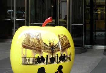 苹果雕塑-商业街不锈钢公园景观苹果雕塑