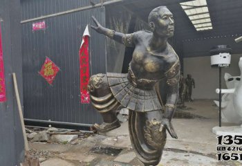 摔跤雕塑-广场草坪蒙古传统摔跤人物铜雕