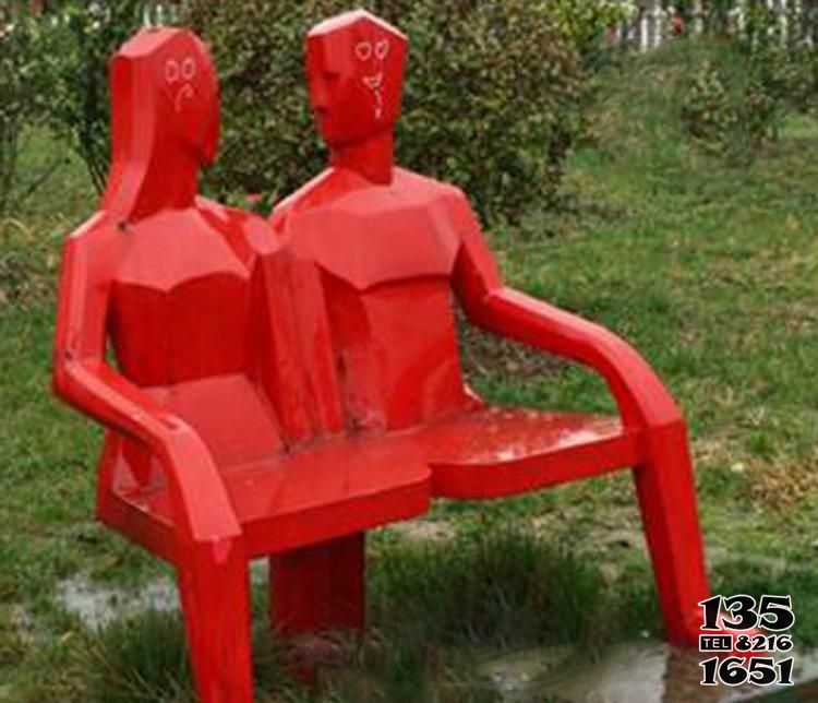 座椅雕塑-抽象人物造型不锈钢烤漆座椅雕塑高清图片
