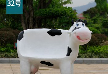 座椅雕塑-大型户外园林奶牛玻璃钢动物休闲座椅