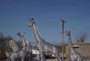 长颈鹿雕塑-户外大型景观一家三口长颈鹿雕塑