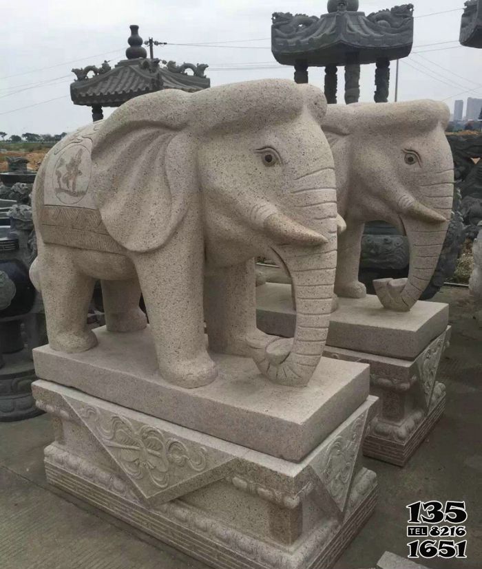 大象雕塑-户外园林大型景观-石雕大理石大象雕塑高清图片