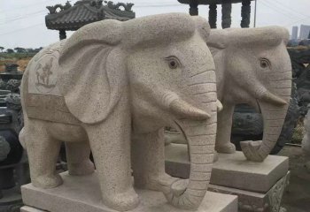 大象雕塑-户外园林大型景观-石雕大理石大象雕塑