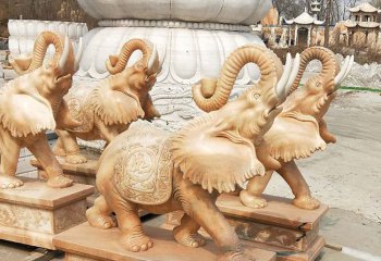大象雕塑-庭院寺庙户外摆放晚霞红雕刻大象雕塑