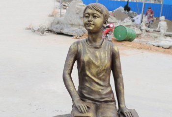 读书雕塑-广场不锈钢仿铜女孩读书雕塑