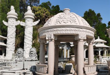 凉亭雕塑-花岗岩圆形欧式罗马柱小区花园摆放凉亭