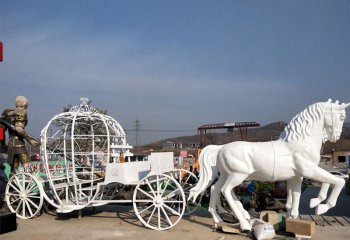 马车雕塑-儿童游乐园镂空玻璃钢马车雕塑