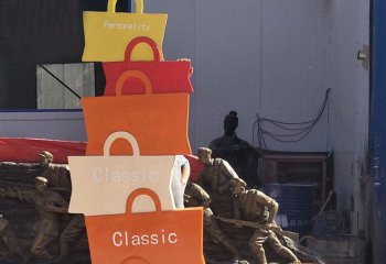 购物袋雕塑-景区广场彩绘玻璃钢购物袋雕塑