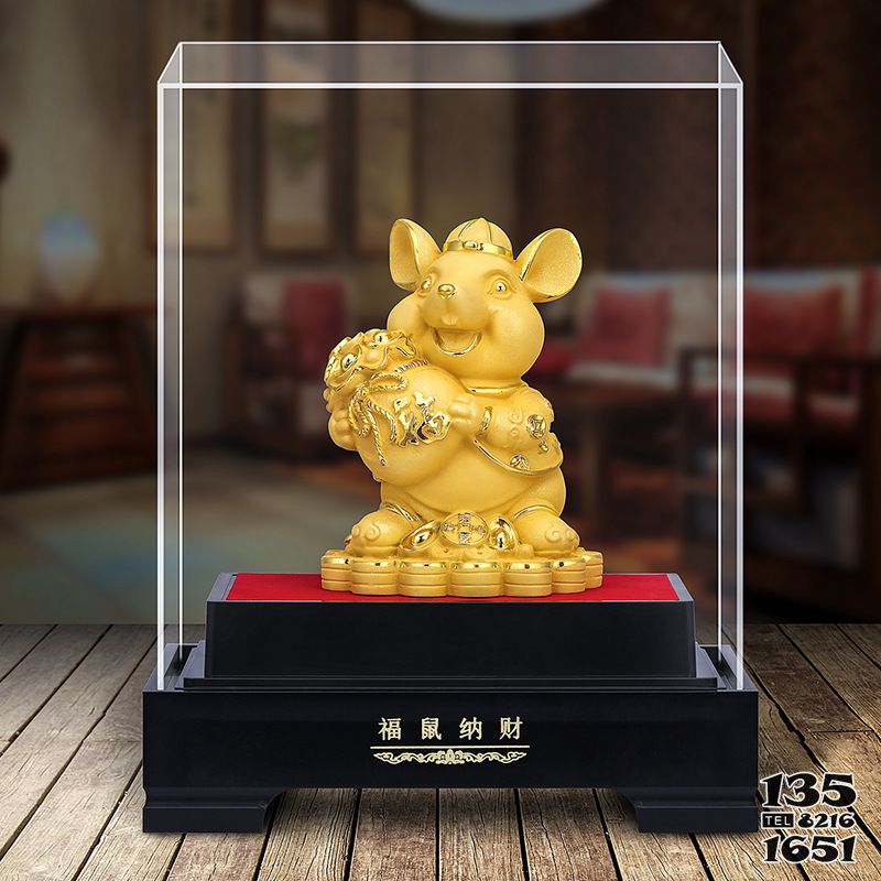 老鼠雕塑-室内创意金鼠纳福老鼠雕塑高清图片