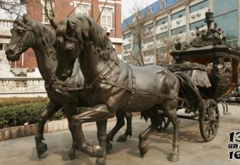 马车雕塑-步行街商场铸造青铜马车雕塑