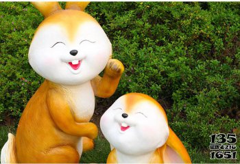 兔子雕塑-庭院摆件两只卡通玻璃钢兔子雕塑