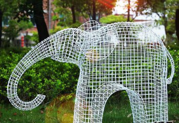 大象雕塑-公园草坪镂空铁艺大象雕塑