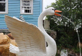 天鹅雕塑-公园玻璃钢切面喷水创意白天鹅雕塑