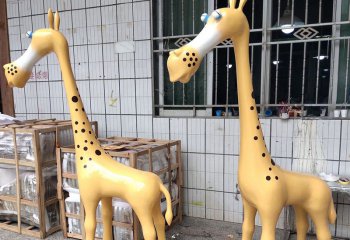 长颈鹿雕塑-景区游乐园玻璃钢卡通可爱长颈鹿雕塑