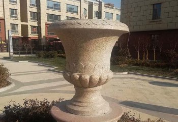花盆雕塑-欧式小区别墅大理石石雕花盆雕塑