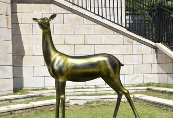 鹿雕塑-别墅小区不锈钢仿铜大型动物景观鹿雕塑