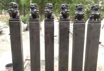 拴马柱雕塑-青石仿古石狮子庭院门前拴马柱