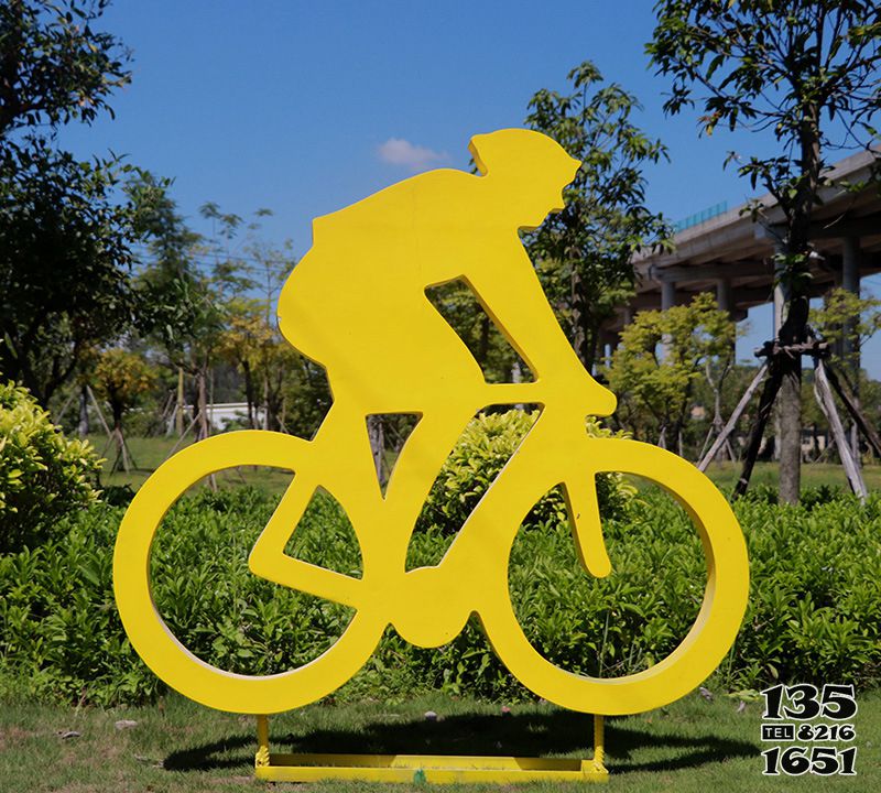 自行车雕塑-新户外大型剪影自行车运动人物玻璃钢雕塑公园体育雕塑高清图片