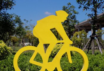自行车雕塑-新户外大型剪影自行车运动人物玻璃钢雕塑公园体育雕塑