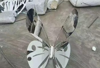 蝴蝶雕塑-花园不锈钢镜面蝴蝶雕塑