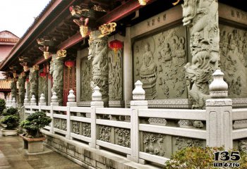 栏杆栏板雕塑-寺院景区文物花岗岩石柱栏杆