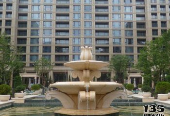 喷泉雕塑-酒店广场景观晚霞红花瓣型喷泉石雕