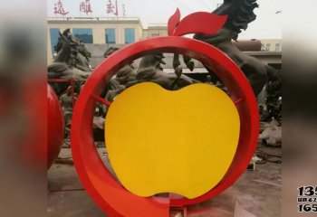 苹果雕塑-抽象不锈钢苹果广场雕塑