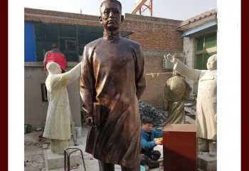 陶行知雕塑-校园陶行知铜雕行走的陶行知雕塑