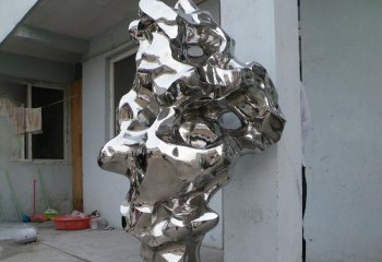 太湖石雕塑-城市街道创意不锈钢镜面抽象太湖石雕塑