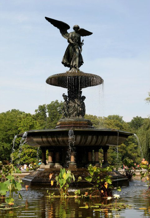 天使雕塑-别墅园林欧式天使喷泉青铜雕塑高清图片