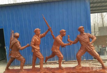 解放军雕塑-战斗园林校园雕塑人物仿铜纪念解放军雕塑