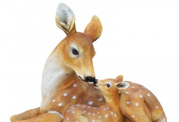 鹿雕塑-玻璃钢彩绘创意园林景观两只亲亲 的鹿雕塑