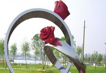 玫瑰雕塑-玫瑰戒指不锈钢表达爱情的玫瑰雕塑