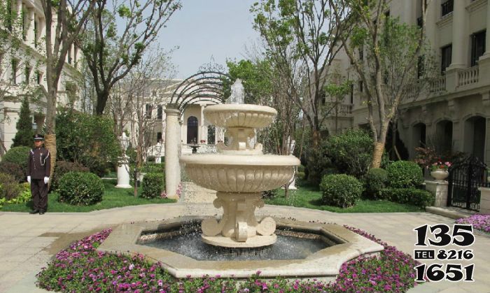 喷泉雕塑-小区景观欧式汉白玉喷泉石雕高清图片